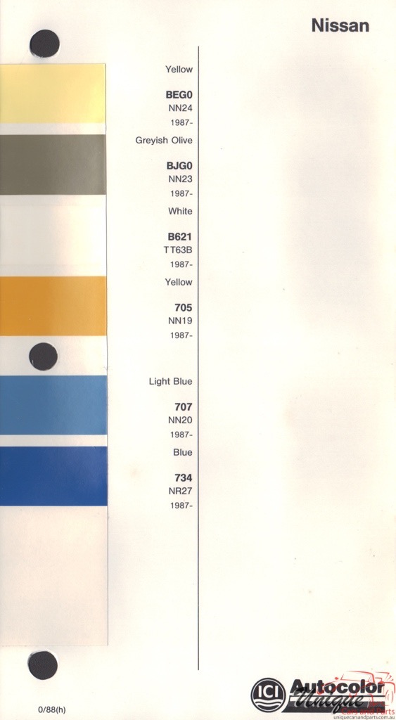 1987-1989 Nissan Paint Charts Autocolor 1